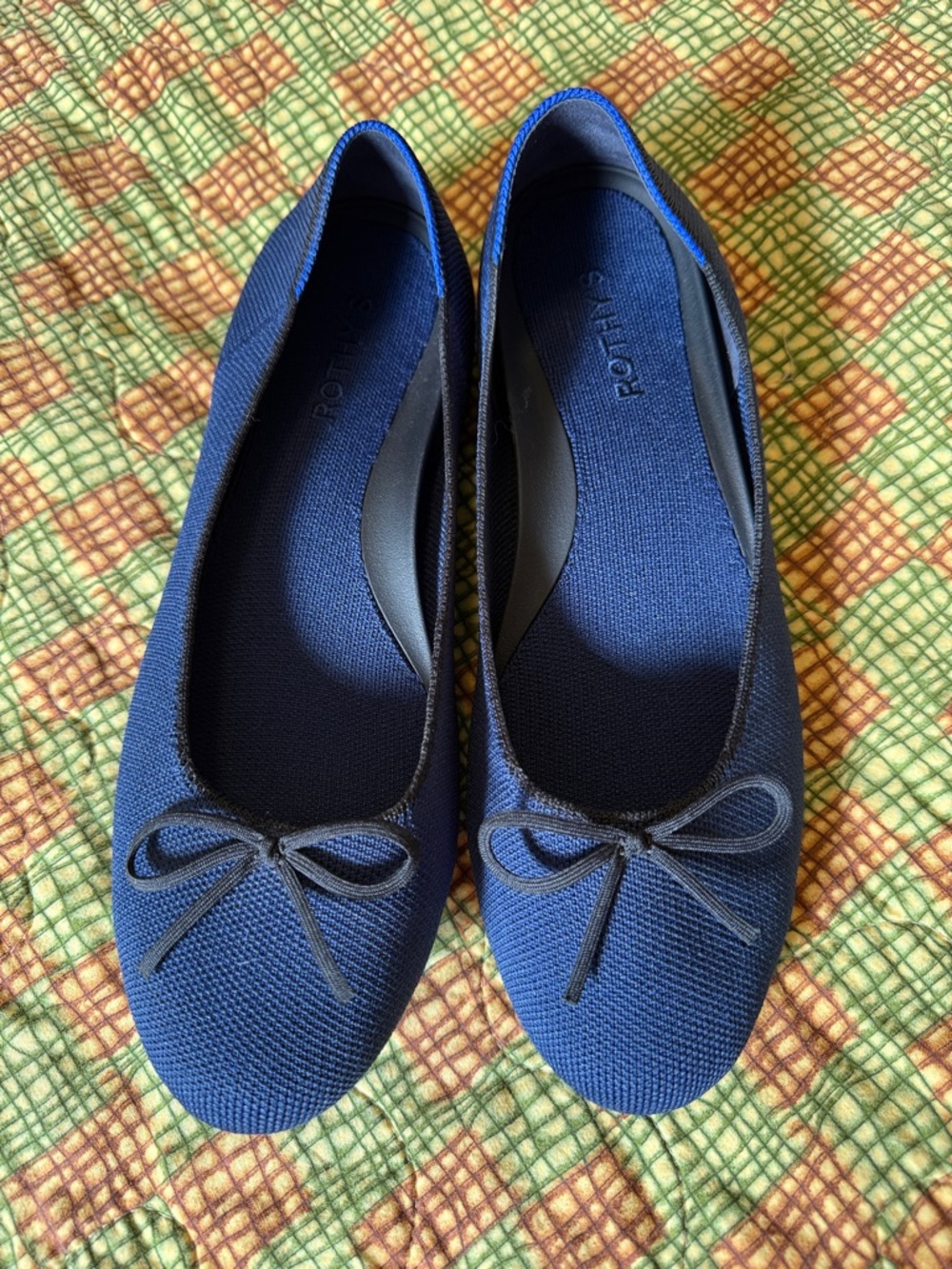 Rothy's Navy Knit Ballet Flats with Bow